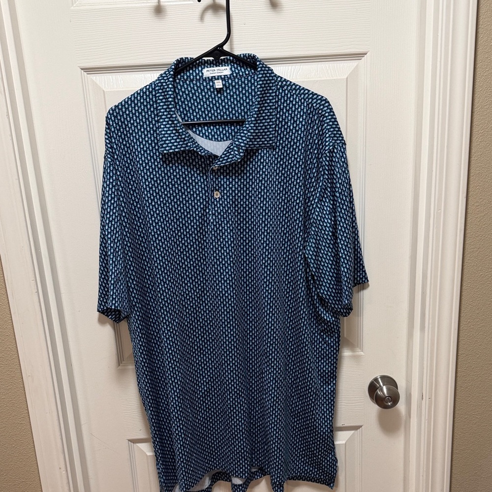 Peter Millar Navy Geometric Polo Shirt